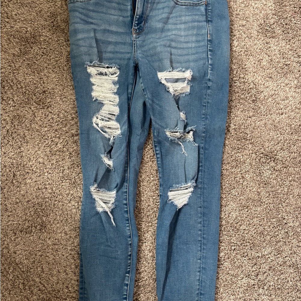 Women's Blue Distressed Jeans